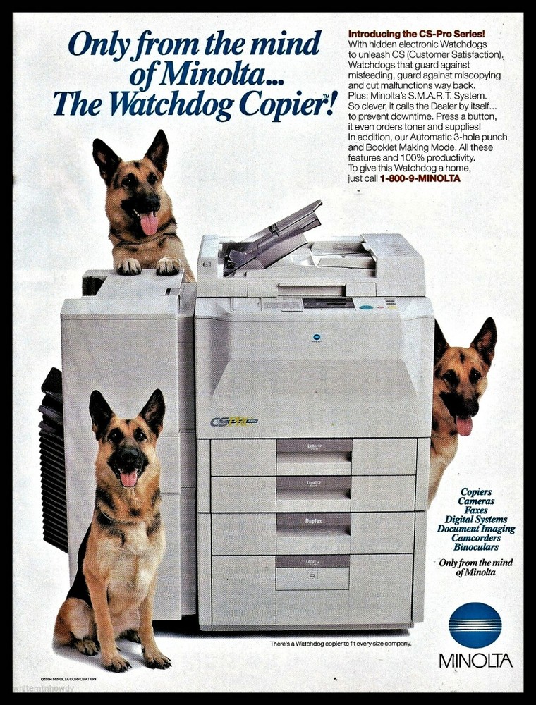 1994 GERMAN SHEPHERDS (3) Minolta CS-Pro Series Office Copier Machine Photo AD