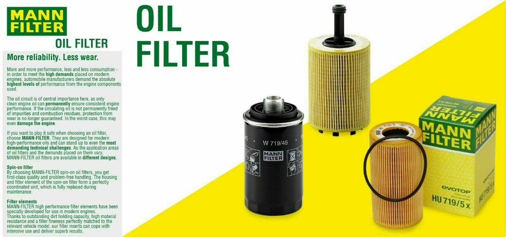 Engine Oil Filter Kit With O-Ring Mann For BMW E31 E32 E34 E38 E39 E52 E53 X5 M5