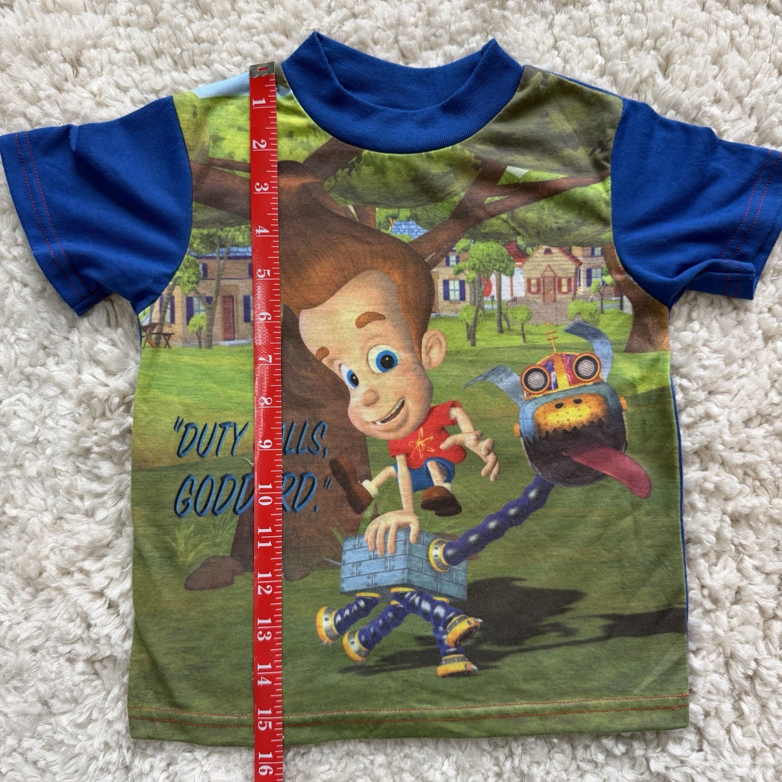 Vtg 03’ Kids Jimmy Neutron Boy Genius Shirt 4/5 Duty Calls Goddard Y2K Nostalgic