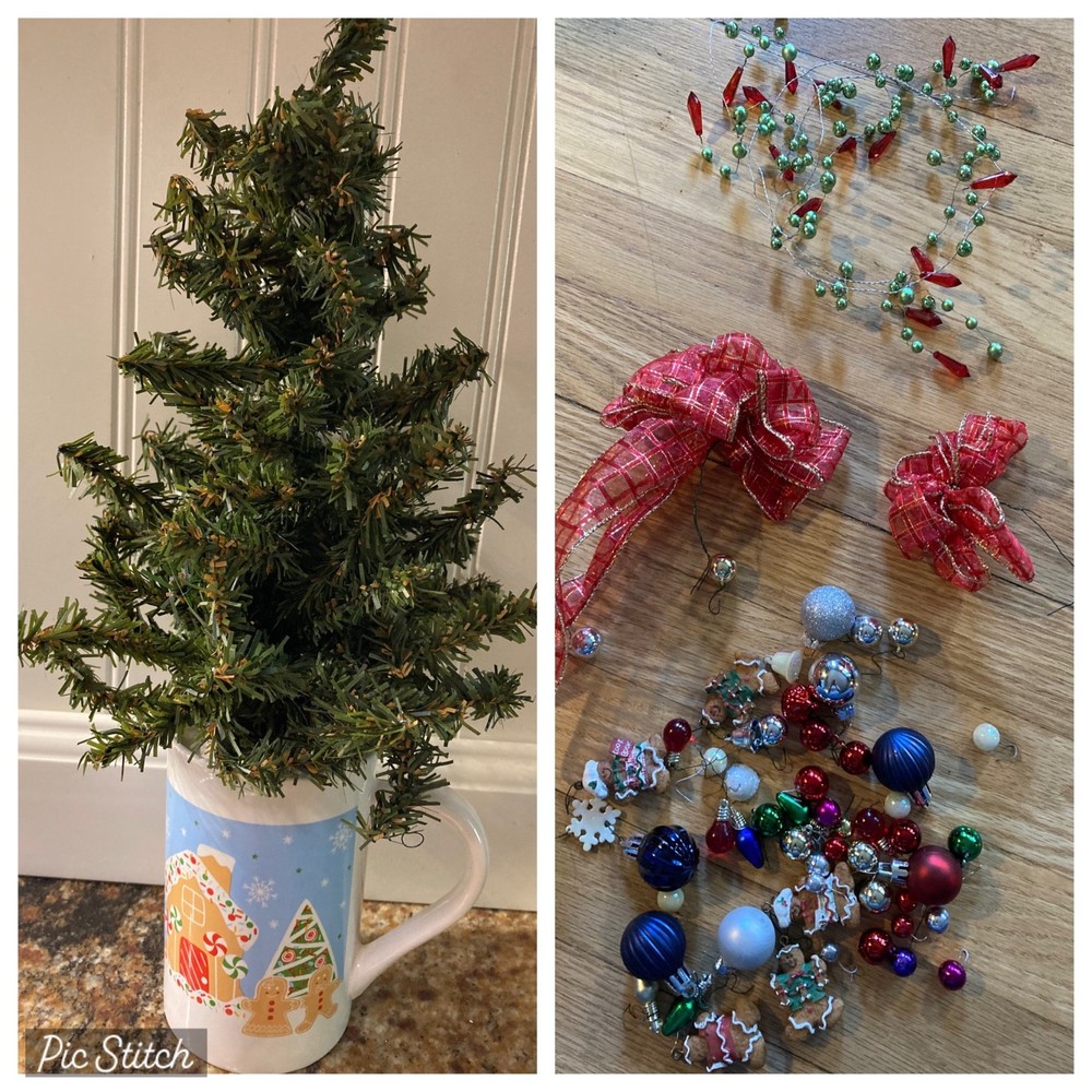 Mini Christmas Tree in Mug with Decorations