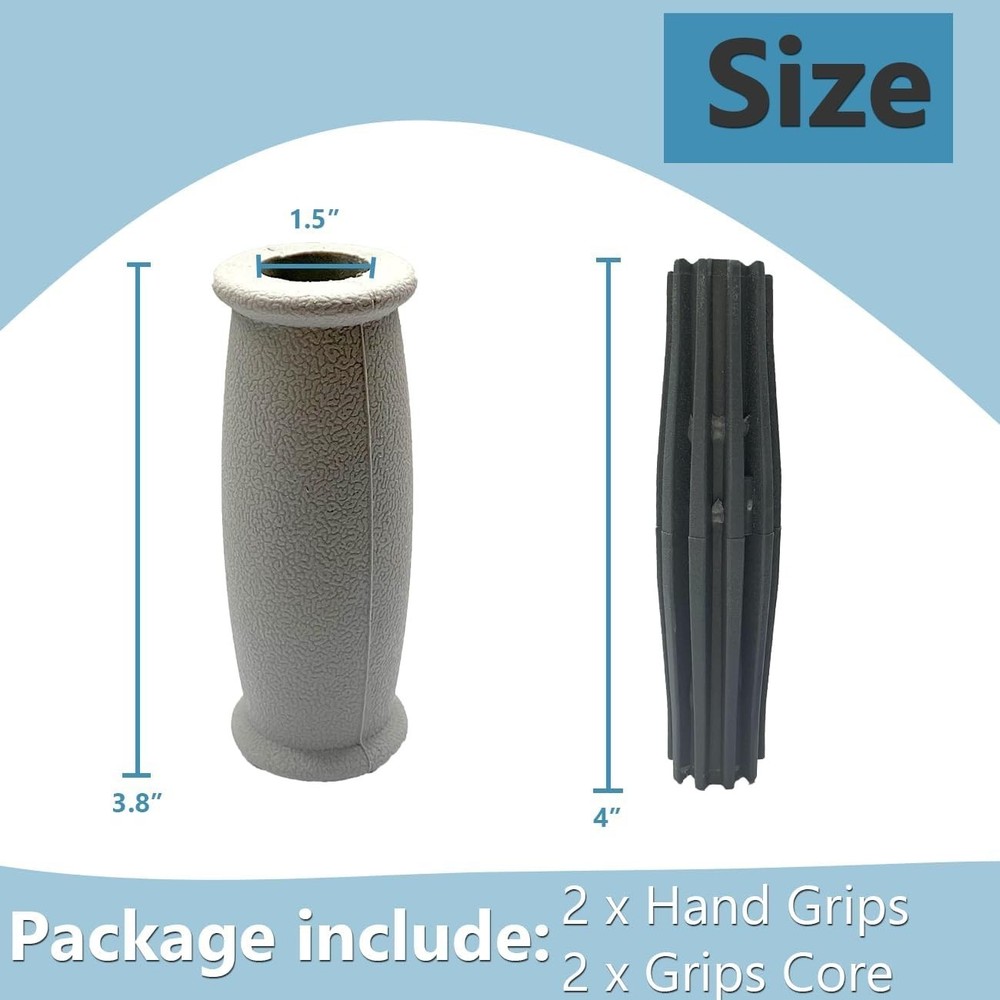 Crutch Solid Hand Grip, Replacement Cane Crutch Handgrips, 2 Pcs, Gray