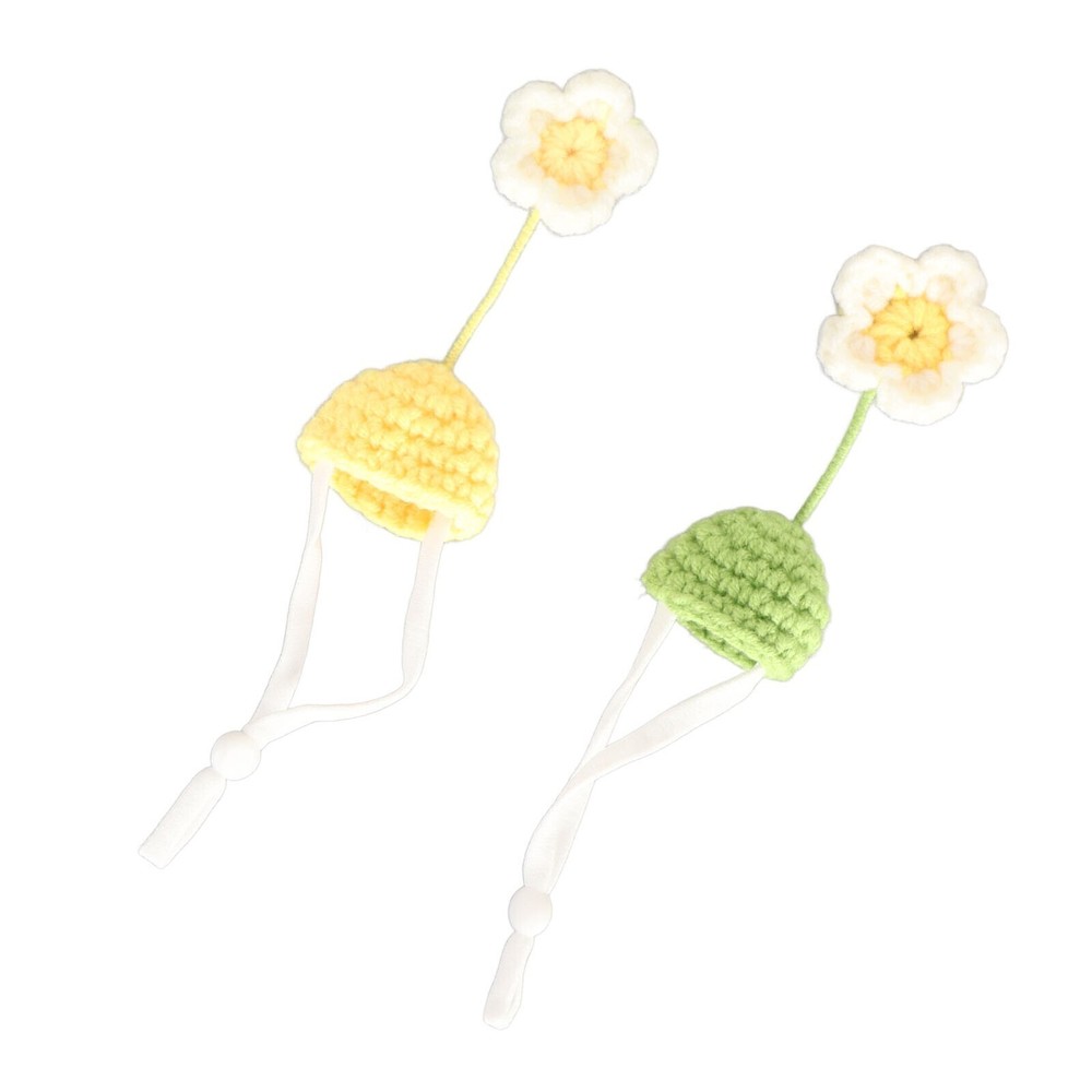 2Pcs Cute Tiny Hamster Hat with Adjustable Strap Mini Hand Knitted Hats