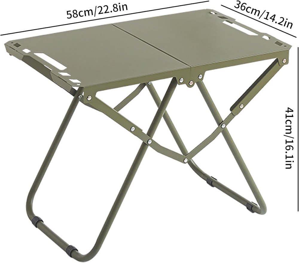 Portable Camping Table, Metal Tactical Foldable Table with Storage Bag, Durable