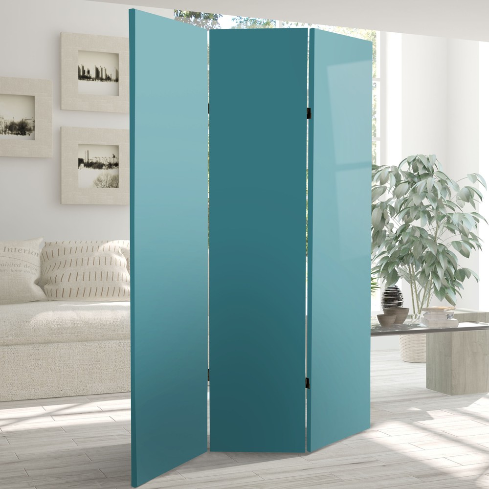 6 ft. Tall Double Sided Teal Canvas Room Divider