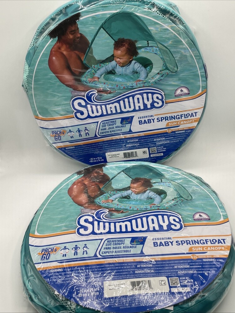2 Swimways Spring Float Sun Canopy 35inx29in 9-24 Months 33lbs Adjustable Teal