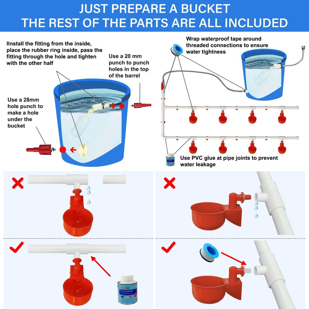 Complete Set Pipeline Automatic Chicken Waterer System with PVC Pipeline and ...