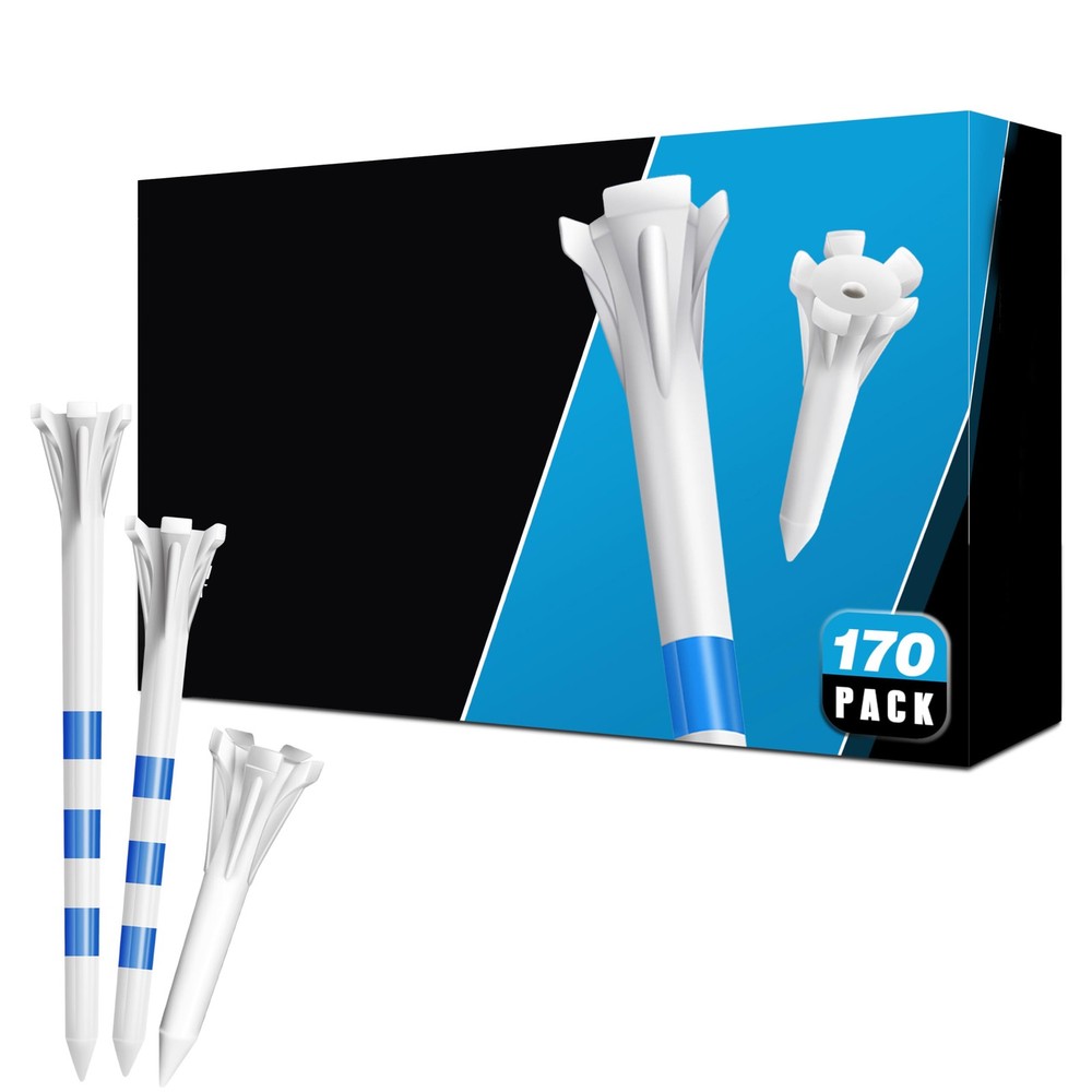 Plastic Golf Tees Assorted Sizes, Professional 170 Pack Pro, White