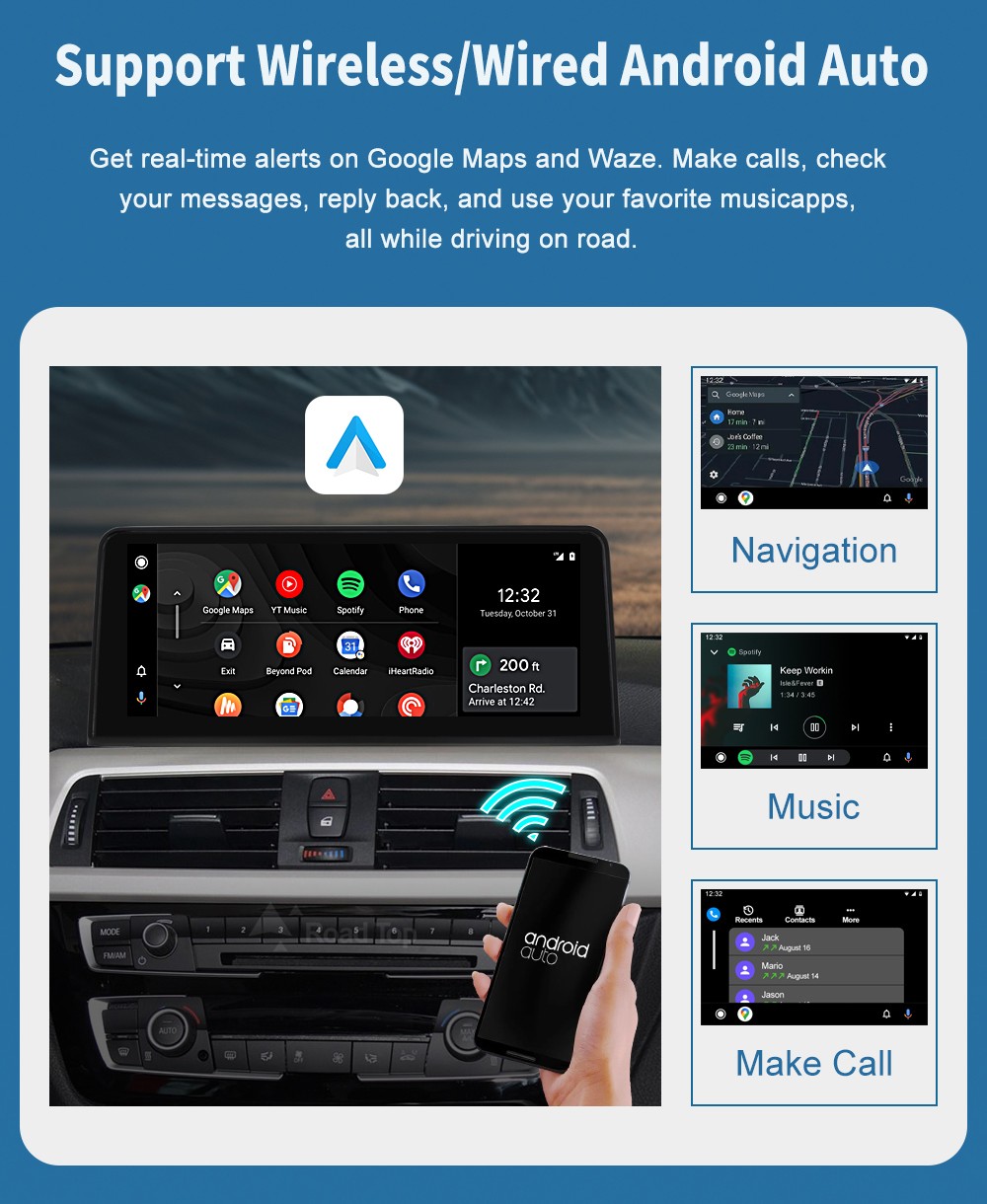 10.25"CarPlay Linux Touch Screen For BMW 3 4 serie F30 F31 F32 F33 F34 F36 NBT