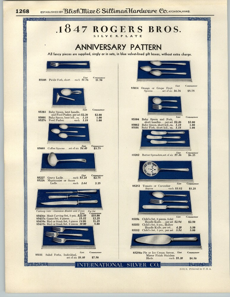 1932 PAPER AD 2 Sided 1847 Rogers Silverware Anniversary Pattern