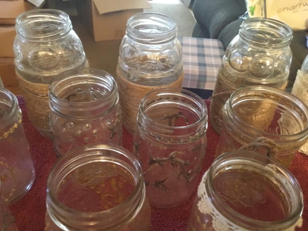 Assorted Decorated Jar w/8 Battery Operated Candle Lights