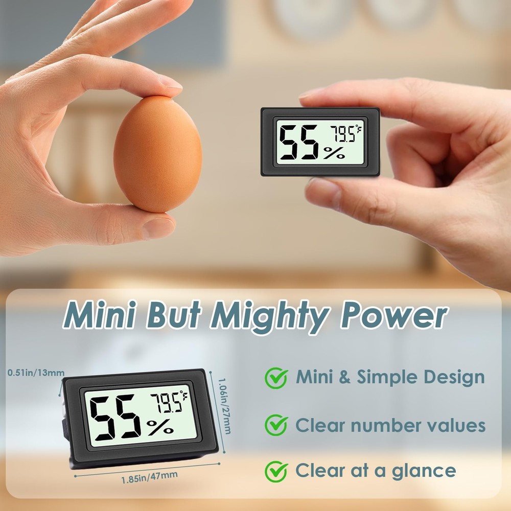 12-Pack Mini Hygrometer Indoor Humidity Meter, Highly Accurate Digital Thermo...