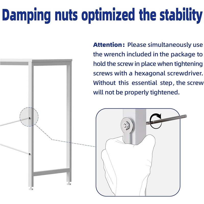 Compact Computer Desk W/ Storage Hook Sturdy Structure Easy Assembly Home Office
