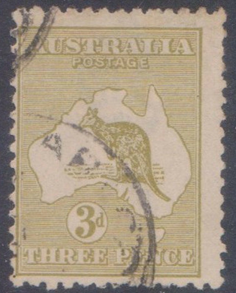 (F99-23) 1915  AU 3d olive kangaroo (W)