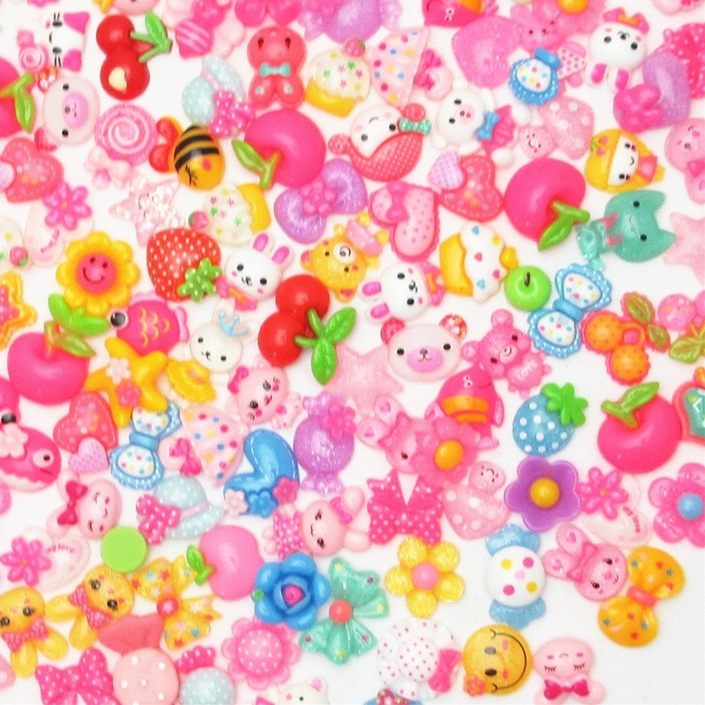 LibiIine 100pcs Mix Lots Flatback Resin Buttons Flat Back Mix,