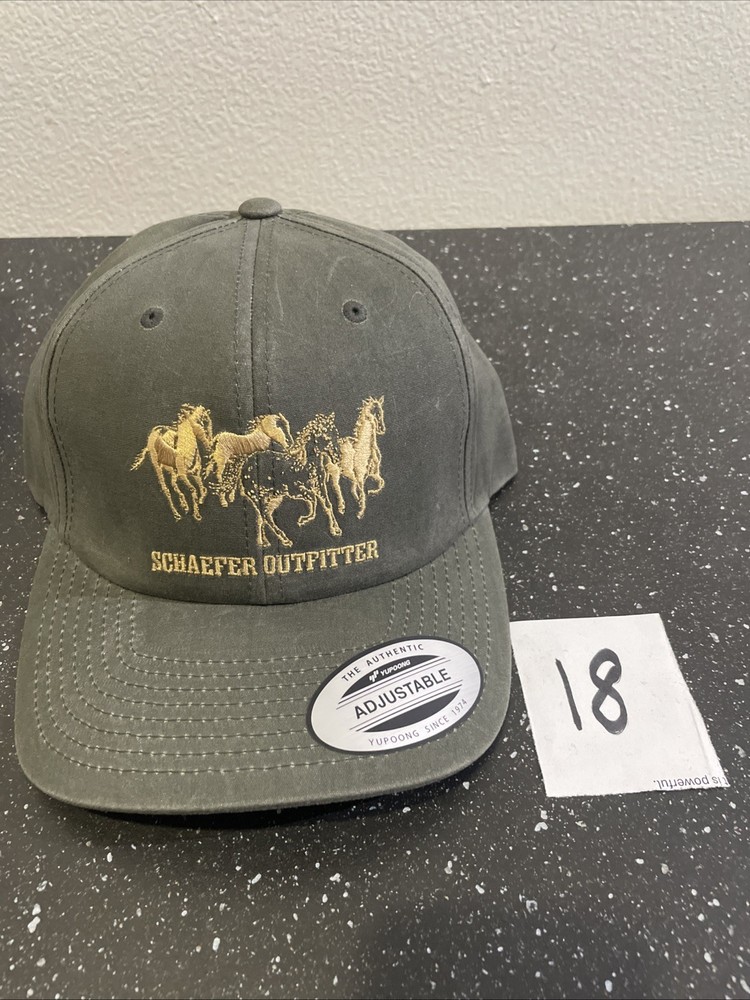 Schaefer Outfitter Olive Green Horses Adjustable Strap Hat
