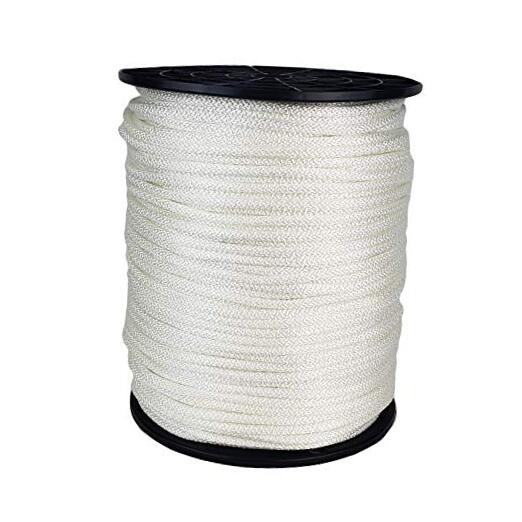 3/16" Nylon Rope, Solid Braid Utility Rope, 500 ft 3/16" x 500 ft spool White