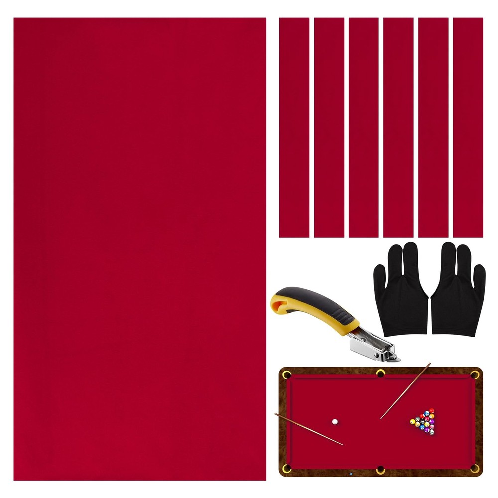 Pre-Cut Pool Table Felt Replacement Kit - 8ft Billiard Cloth w/Gloves, Strips