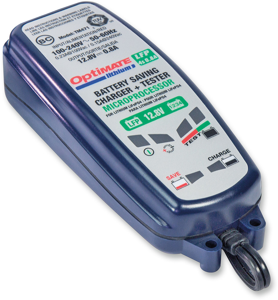 TecMate TM471 Optimate Lithium LFP Charger & Tester - 0.8A