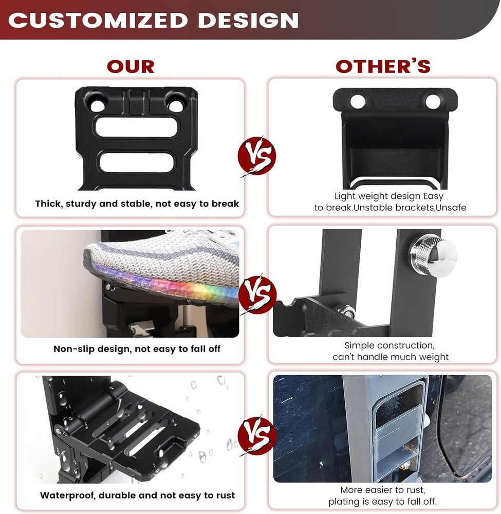 Side Door Hinge Foot Step - Folding Steps for hinge step, black