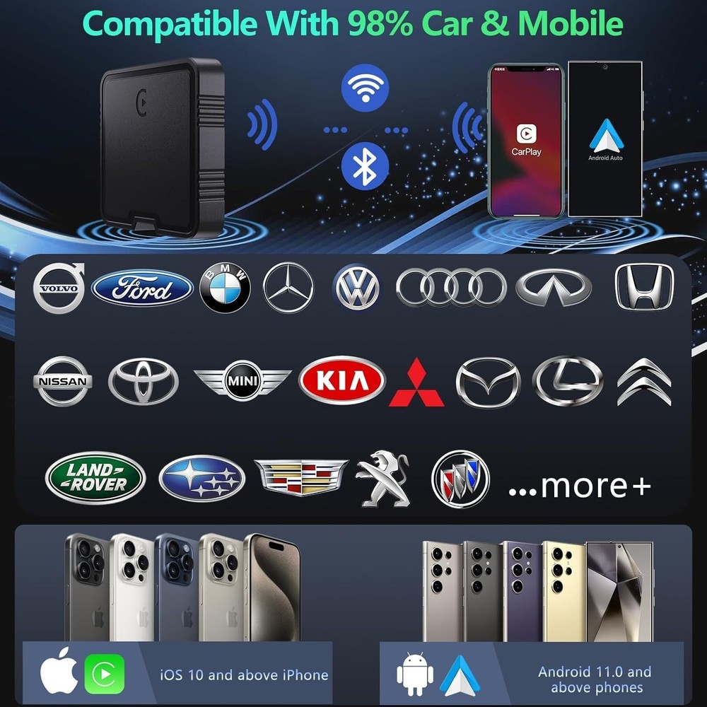 Wireless CarPlay & Android Auto Adapter - Netflix YouTube TF Card Support