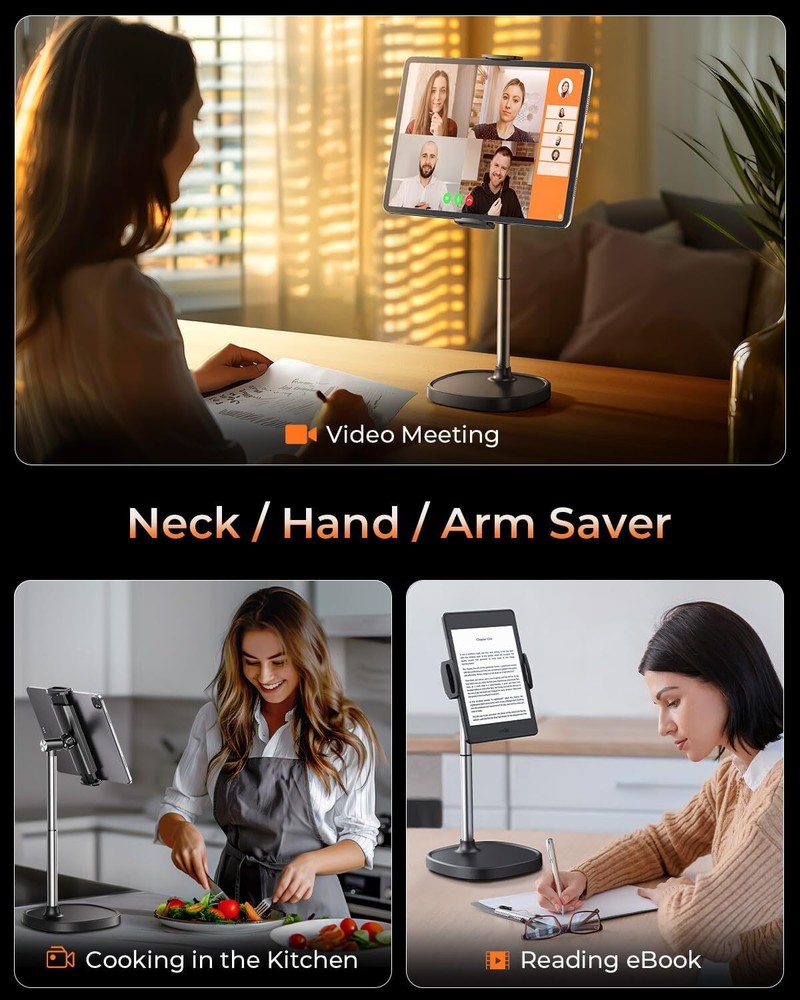 Height Adjustable Tablet Stand for Desk, Tablet Holder 360° Rotation