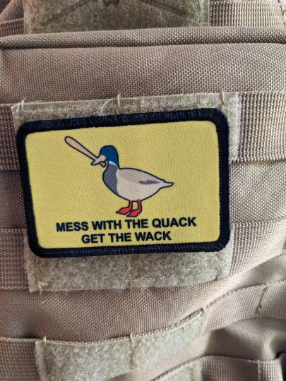 Mess with the quack get the wack Gadsden flag duck meme 2"x3" hook & loop patch