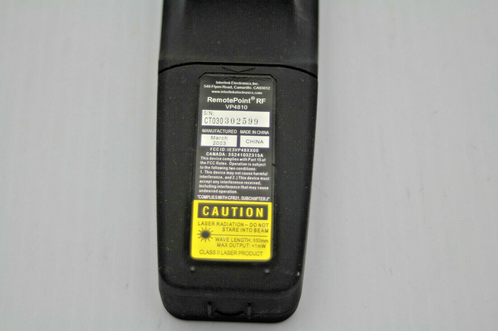 Interlink Electronics VP4810 Remote Point RF Pre-Owned Tested