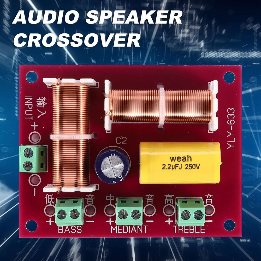 2Pcs 200W 3 Way Audio Speaker Crossover Treble + Midrange + Independent7956