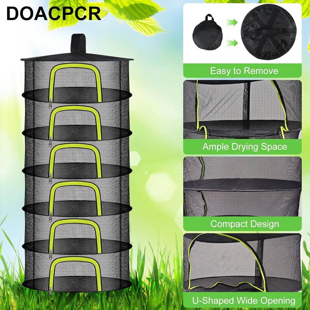 6 Layer Herb Drying Rack, Herb Drying Rack Hanging Mesh, Foldable Plant Drying N