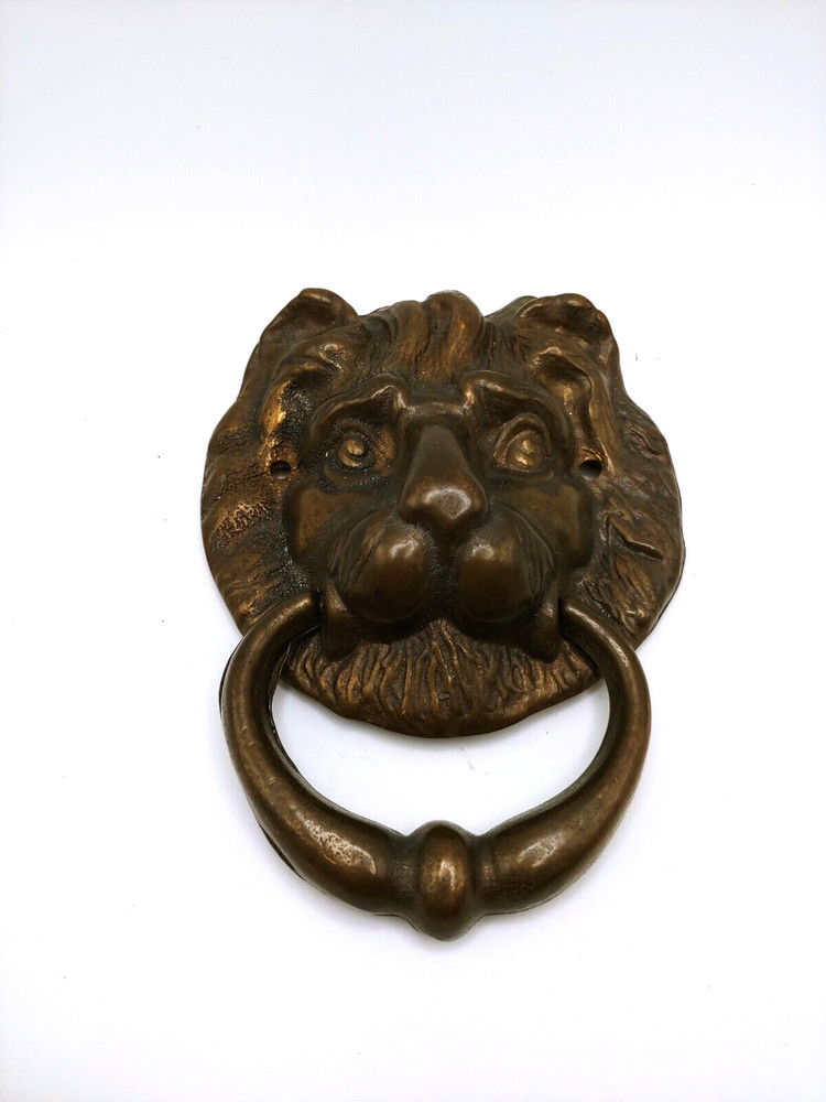 Vtg. Brass Lion Door Knocker