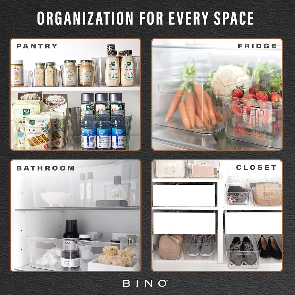 | Plastic Storage Bins, Large - 2 Pack, Clear | the SOHO COLLECTION | Pantry Org