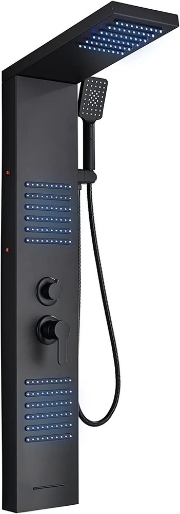 LED Shower Panel Tower System Rainfall Head Massage Shower System Body Jet