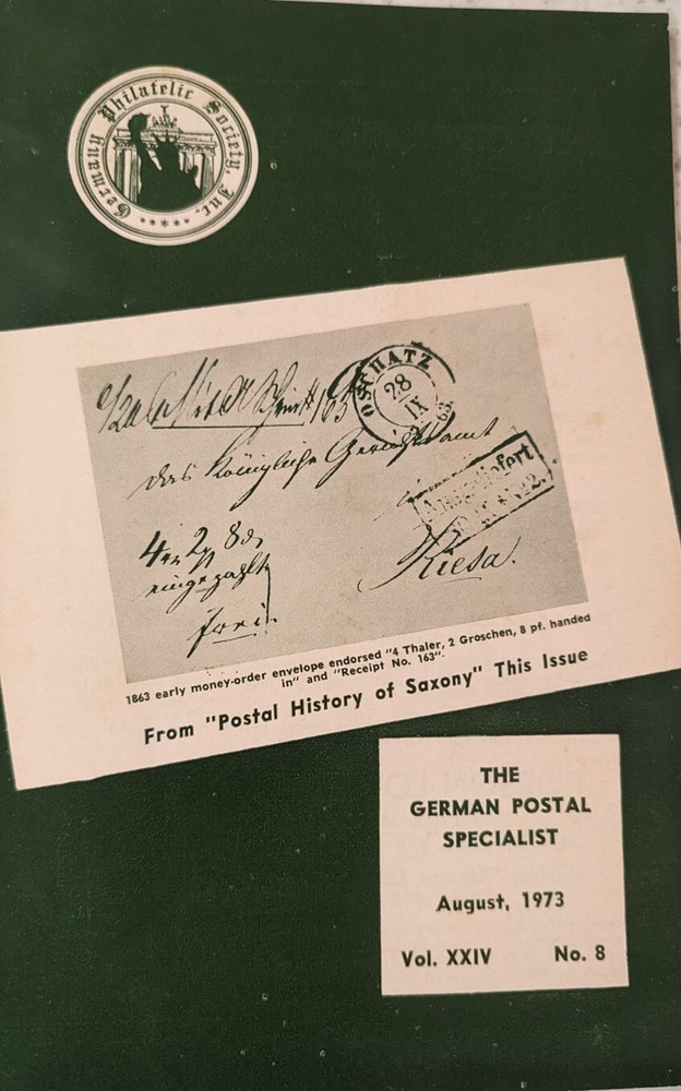 German Postal Specialist Aug 1973 Prewar Nazi Currency Censor Label