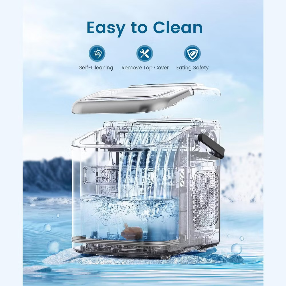 ZAFRO Ice Makers Countertop, Portable Ice Machine with Carry Handle,