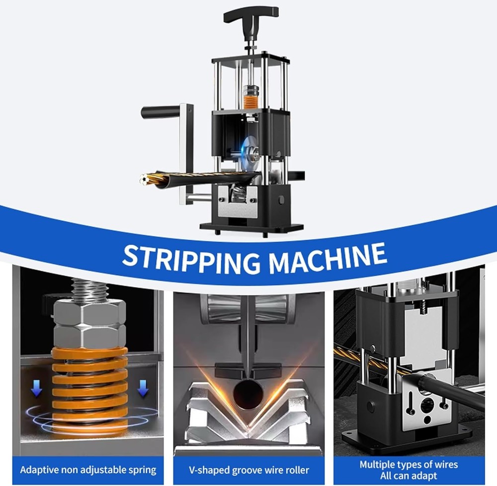 Copper Wire Stripping Machine, Adjustable 0.04” to 1”, Includes 2 Replaceable...