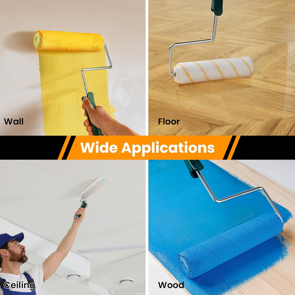 9 Microfiber Paint Roller Covers, 5 Pack, 3/8 Nap for Smooth, Fast Coverage