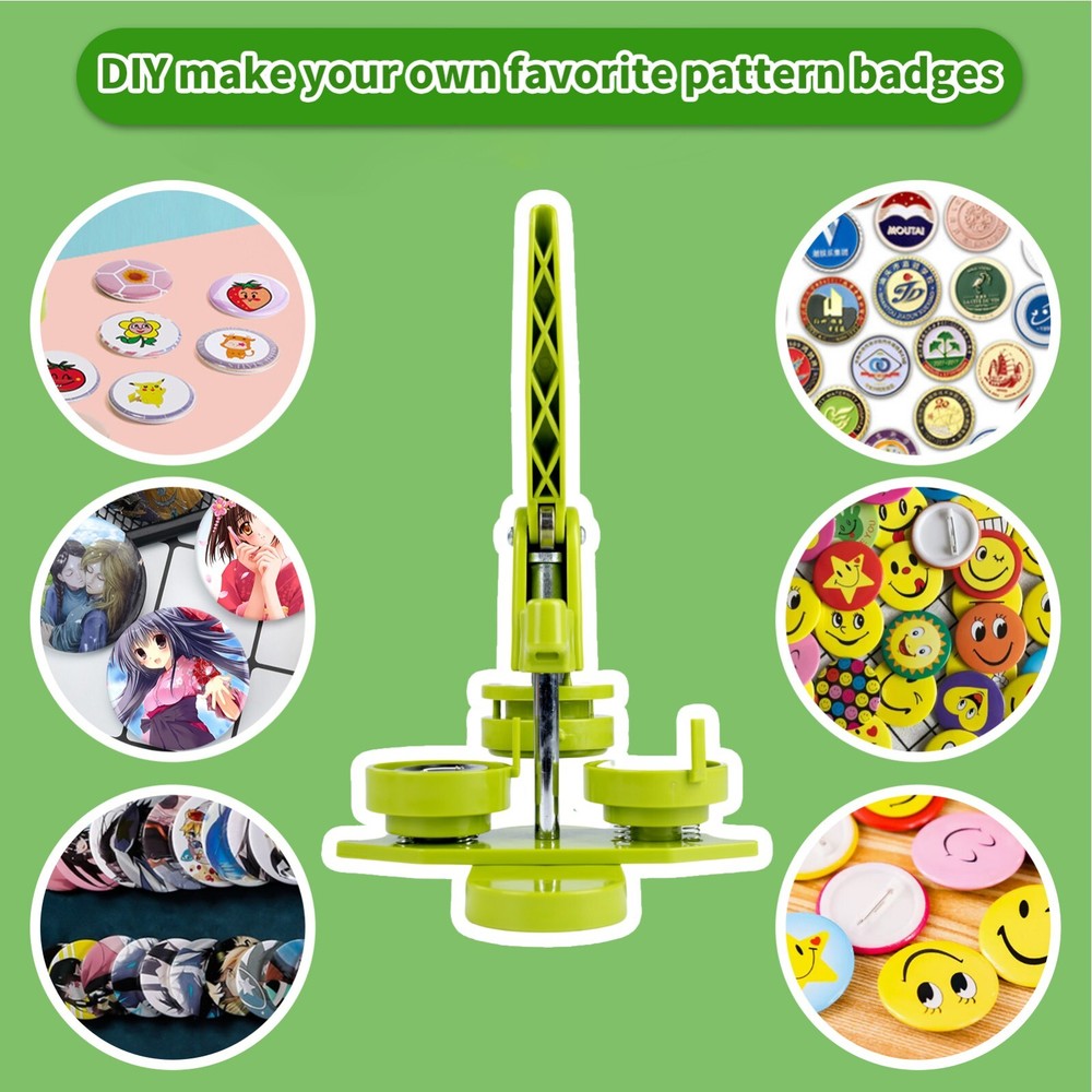 Button Maker Machine 58mm Pin Press with Complete 100-Piece DIY Starter Kit
