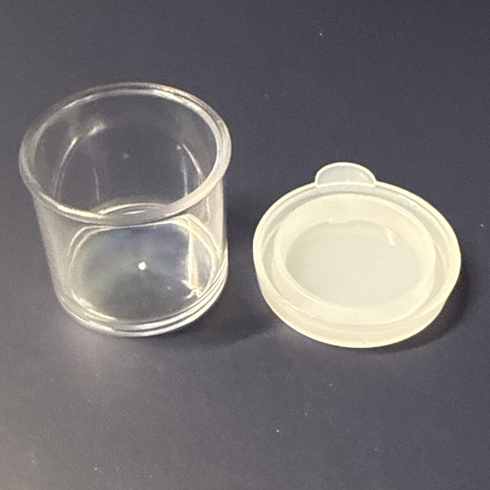 2 x small plastic jars with snap caps WHITE