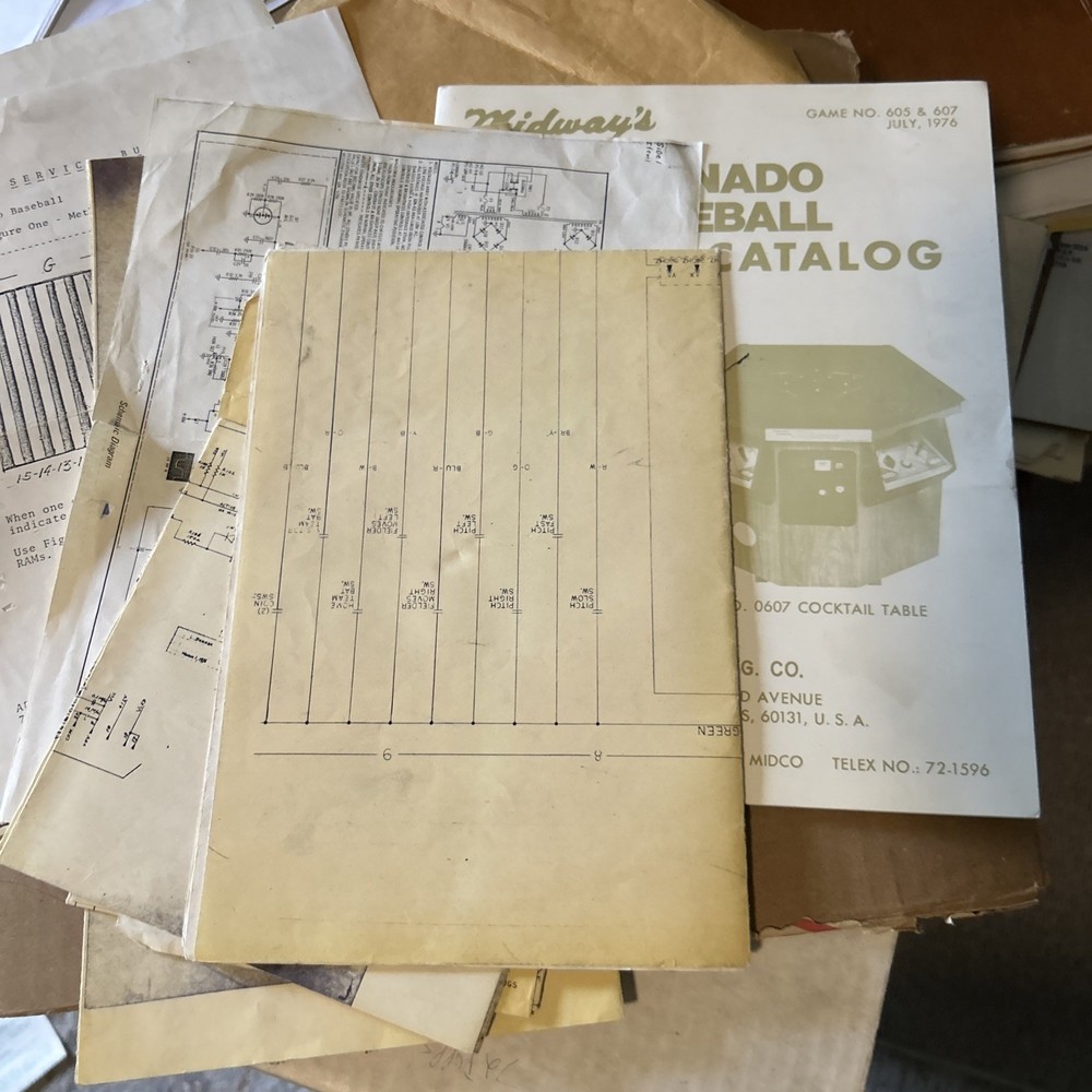 Toronado Baseball With Schematics Midway Arcade Game  manual