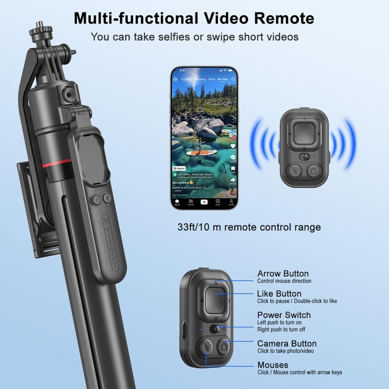 Selfie Stick Tripod Automatically Pop-Up Open Face Tracking Gesture Control