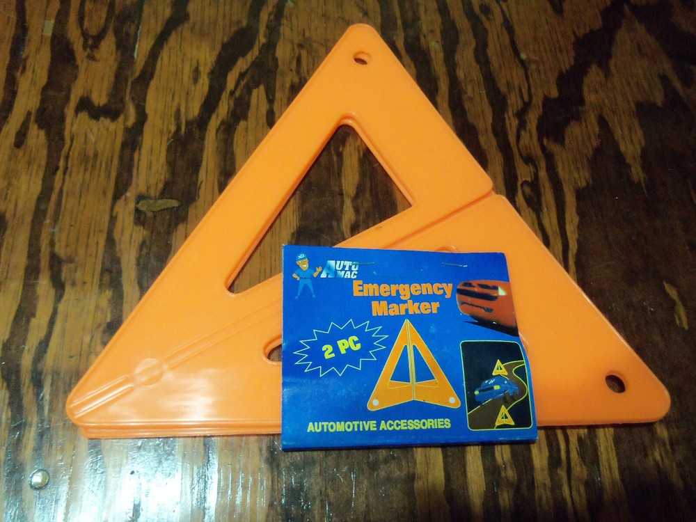 2pc Auto Mac Foldable Breakdown Emergency Marker Auto Warning Triangle Pyramid