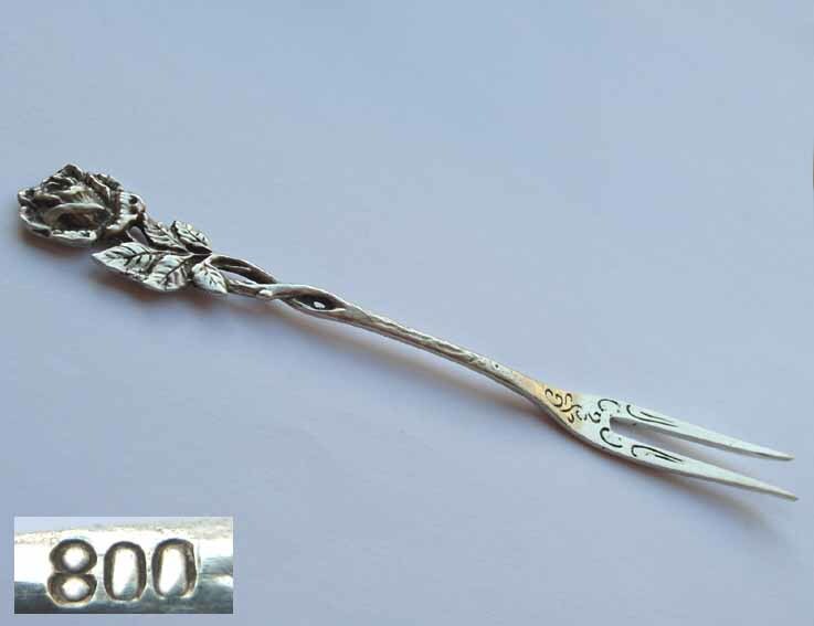 Serving Fork, Rose, Rose Decor, 800 Silver F306