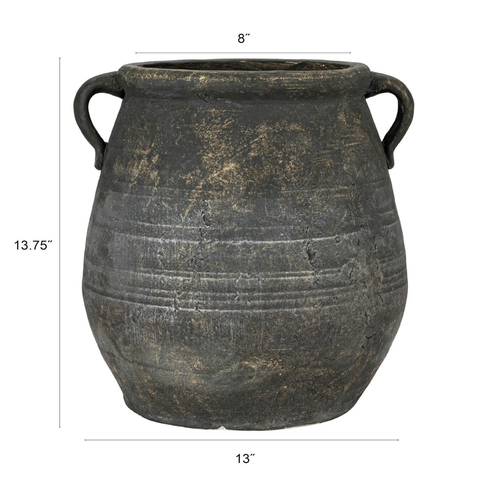 Whitewashed Terra-Cotta Urn, Grey