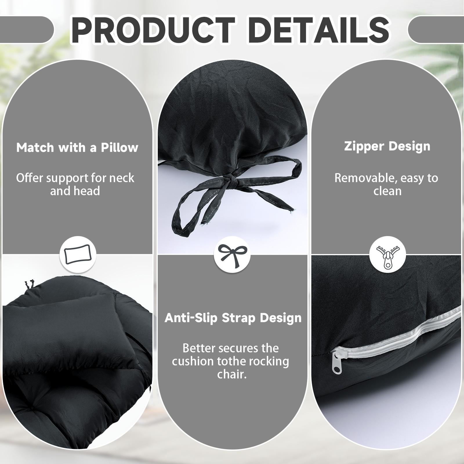 Thicken Egg Chair Cushion w/ Pillow Waterproof Hammock Swing Pad Outdoor&Indoor