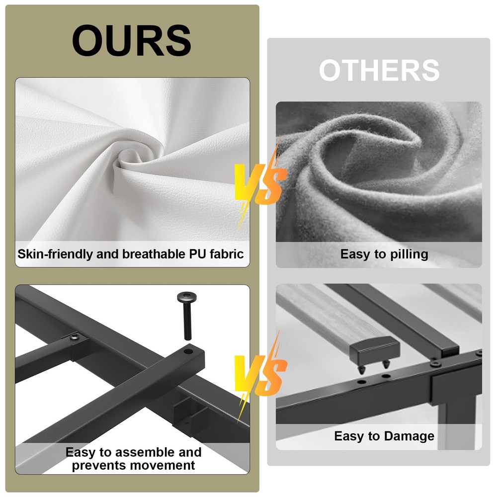 Full/Queen Bed Frame with 4 Storage Drawers and LED Lights