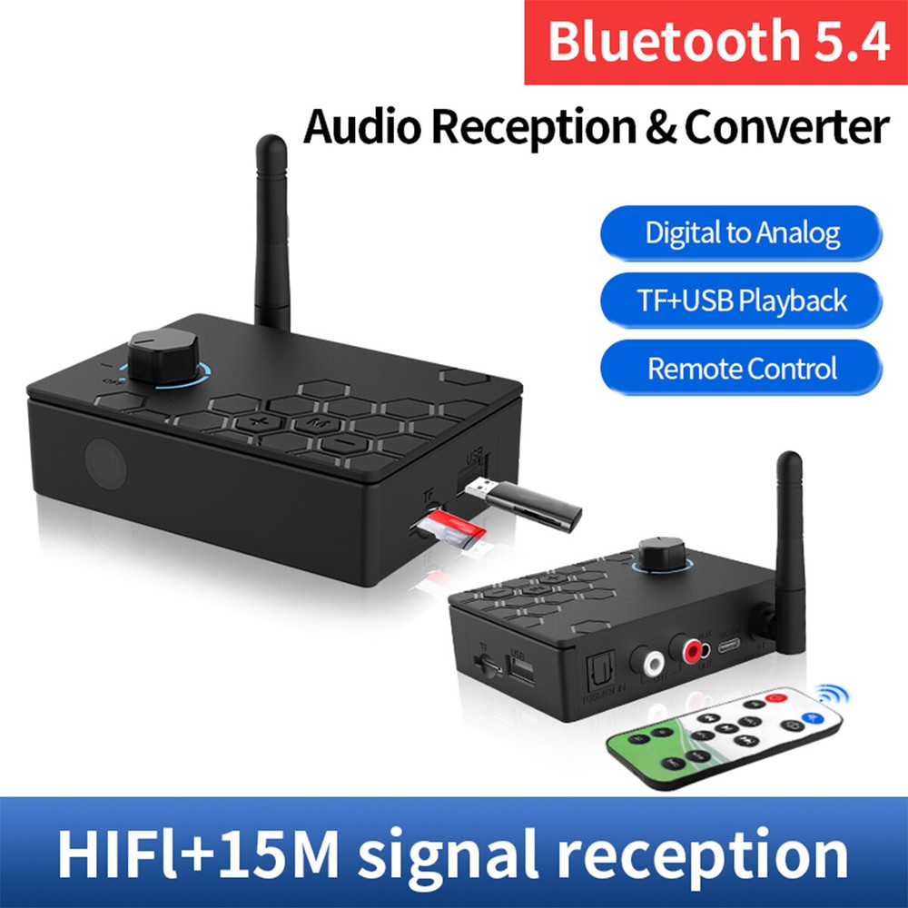 Bluetooth 5.4 Audio Receiver Transmitter FM USB 3.5MM AUX RCA Stereo HIFIAdapter