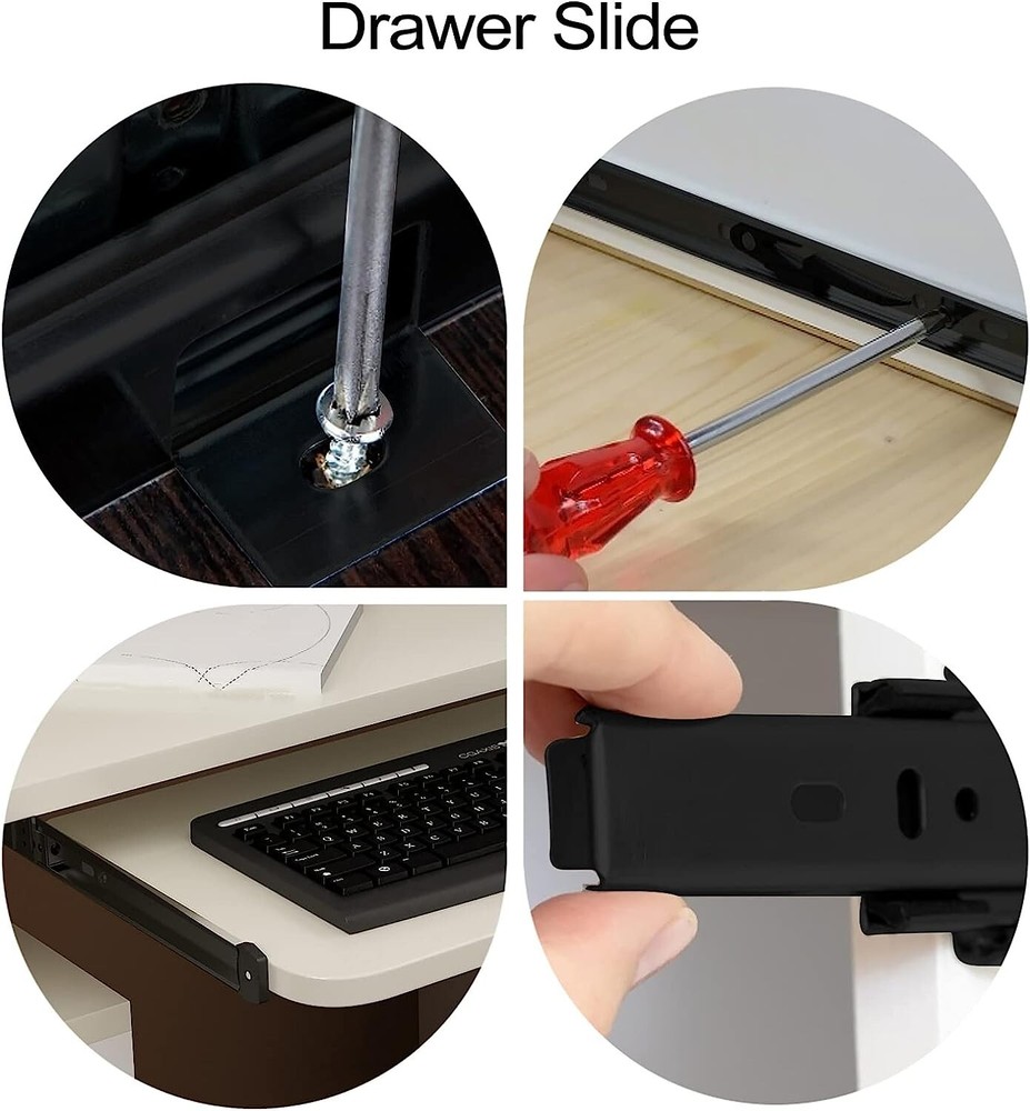 Veemoon Adjustable Under Desk Keyboard Tray Slide Rails Computer Accessories