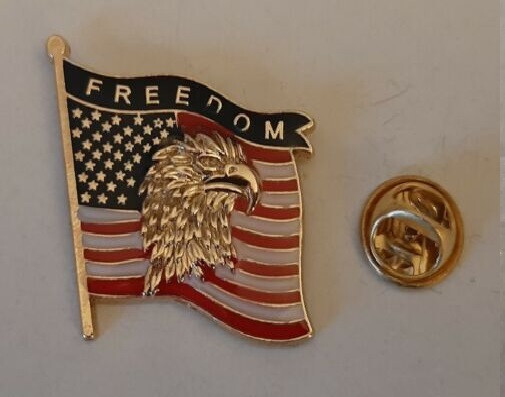 Freedom Eagle with American Flag lapel pin