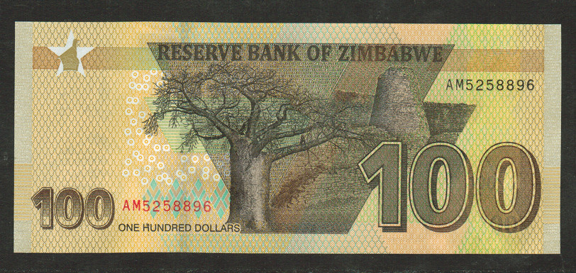 ZIMBABWE BANKNOTE 100 DOLLARS 2023 UNC