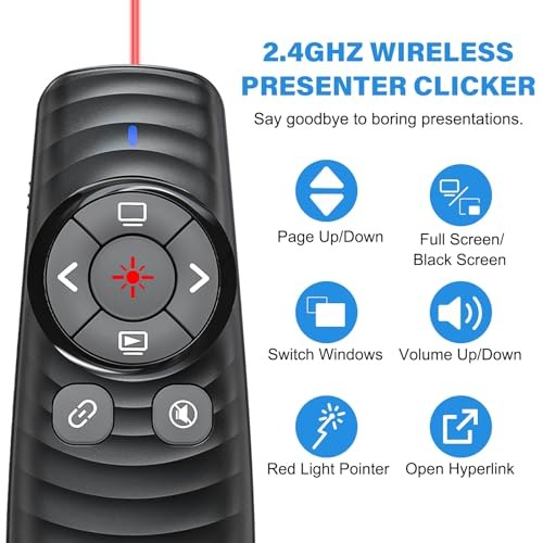 Presentation Clicker Wireless Presenter Remote Clicker for 2-in-1 USB C+USB A
